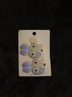Hello Kitty Lavender Plaid Cat Hair Clips